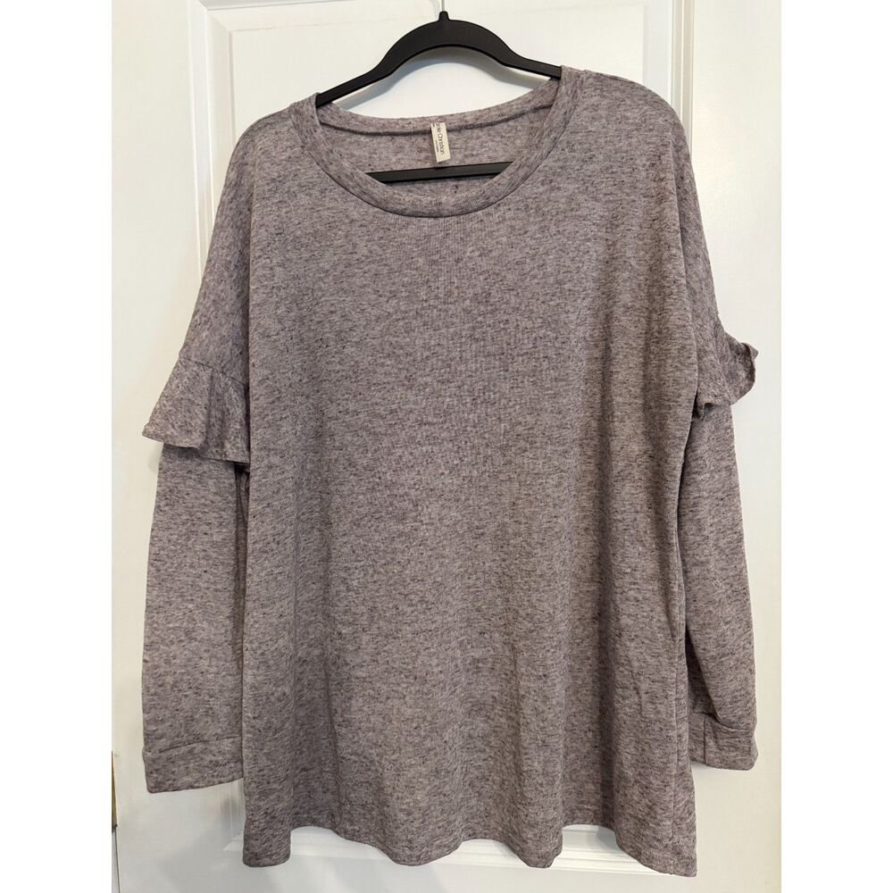 Carole Christian Heather Gray Ruffle Sleeve Tunic Top – Size 2X
